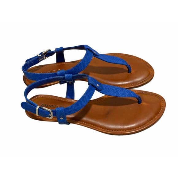 Gianni Bini Women's 9.5 Lyla Bini Blue Open Toe Buckle Closure T-Strap Sandals - Picture 5 of 7